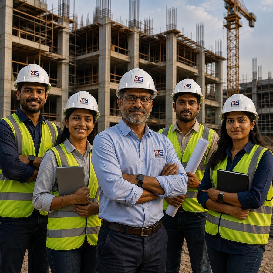 D S Constructions site team at a project under construction